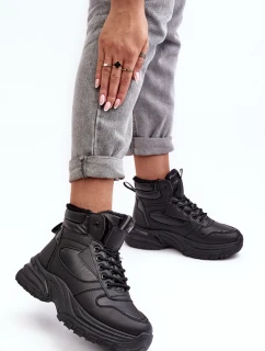 Ocieplane Buty Sportowe Damskie Sznurowane Czarne Dejana