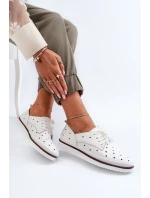 Skórzane Półbuty Damskie Białe S.Barski LR182