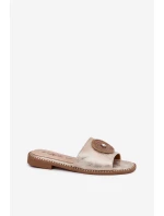 Klapki Damskie Na Płaskim Obcasie Z Ozdobą S.Barski KV51-013 Złote