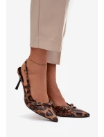 Czółenka Z Odkrytą Piętą I Paseczkami Panterka Brązowe Ravira