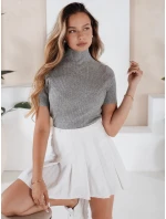 Dámsky rebrovaný sveter s krátkym rukávom GIRLGLORY sivý FashionStreet MY2551 Dámsky rebrovaný sveter s krátkym rukávom GIRLGLORY sivý FashionStreet MY2551