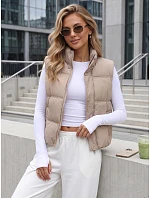 Dámska zateplená vesta bez kapucne, tmavo béžová, FashionStreet TY5727
