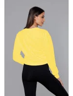 Tenká krátka žltá dámska tepláková mikina (8B938-33)