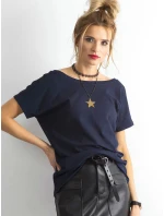 Základné tričko s výstrihom Feel Good navy blue (4662-37P) Základné tričko s výstrihom Feel Good navy blue (4662-37P)