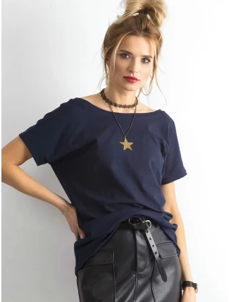 Základné tričko s výstrihom Feel Good navy blue (4662-37P) Základné tričko s výstrihom Feel Good navy blue (4662-37P)
