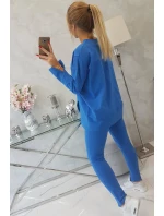 Súprava s oversize blúzkou nevädzovej modrej farby