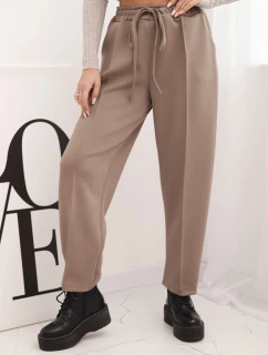 Elegantné nohavice s vysokým pásom a viazaním v páse