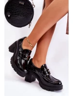 Eleganckie Półbuty Na Słupku Ze Srebrną Ozdobą Czarne Lemar Harmell