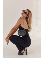 Damskie Sandały Brokatowe Na Słupku Czarne Rosel