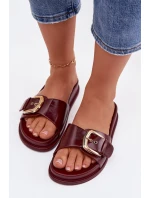 Dámské pantofle s zlatou sponou bordové Rosivana