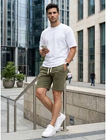 Pánske teplákové šortky so šnúrkou, khaki, FashionStreet SX2627 Pánske teplákové šortky so šnúrkou, khaki, FashionStreet SX2627
