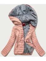 Ružová dámska bunda s kapucňou (DL011)