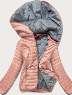 Ružová dámska bunda s kapucňou (DL011)