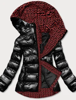 Čierna dámska metalická bunda s kapucňou (xw808x)