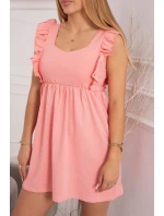 Šaty s volánikmi na bokoch marhuľová