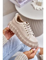 Ocieplane Sneakersy Damskie Big Star MM274618 Beżowe
