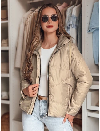 Dámska prechodná prešívaná bunda s kapucňou NIVESSO béžová FashionStreet TY4858