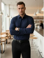 Pánska tmavomodrá vzorovaná košeľa slim fit FashionStreet DX2688