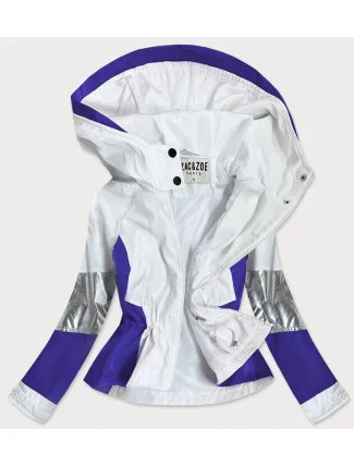 Bielo / svetlo modrá dámska bunda vetrovka (YR1966)