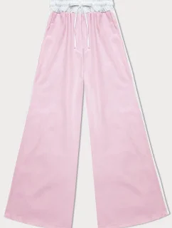 Dámske voľné nohavice v púdrovo ružovej farbe s lampášmi (764ART)