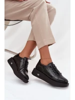 Skórzane Lakierowane Półbuty Damskie Na Platformie Artiker 57C2041 Czarne