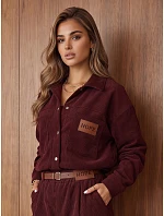 Dámska súprava z manšestru – bunda a nohavice v bordovej farbe, FashionStreet AY1220 Dámska súprava z manšestru – bunda a nohavice v bordovej farbe, FashionStreet AY1220