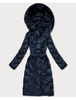 Prešívaný kabát s opaskom Libland navy blue (LD-7806)