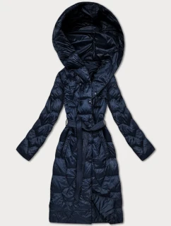 Prešívaný kabát s opaskom Libland navy blue (LD-7806)