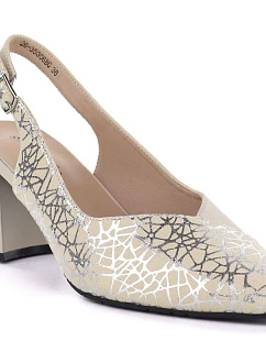 Kožené lodičky s remienkami béžovej farby Cambell 35306