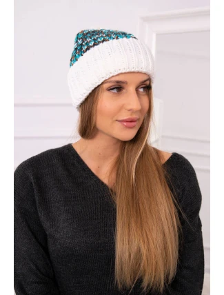 Dámska čiapka Iris K348 white+turquoise