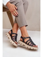 Skórzane Sandały Damskie Zazoo 3695 Czarne