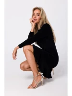 M765 Šaty s volánovým lemom - čierne