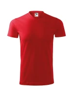 Ťažké tričko s výstrihom do V unisex červené