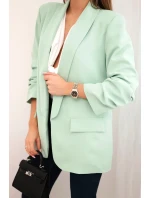 Bunda s klopou elegantná svetlá mentolová Bunda s klopou elegantná svetlá mentolová