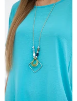 Šaty s vreckami a príveskom tyrkysovej farby