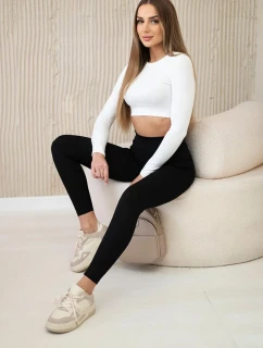 Dámske rebrované legíny s vysokým pásom čierne