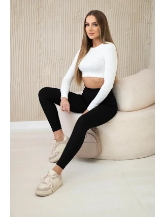 Dámske rebrované legíny s vysokým pásom čierne Dámske rebrované legíny s vysokým pásom čierne