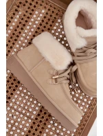 Śniegowce Damskie Z Naturalnego Zamszu D.Franklin DFSH375006 Jasnobeżowe