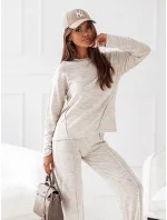 Béžový pletený set - blúzka a nohavice (VE74)