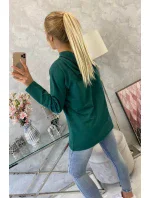 Zelená tunika na zips s kapucňou Oversize