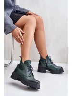 Zazoo 60483 Damskie Skórzane Botki Z Niską Cholewką Ocieplane Ciemnozielone Zazoo 60483 Damskie Skórzane Botki Z Niską Cholewką Ocieplane Ciemnozielone