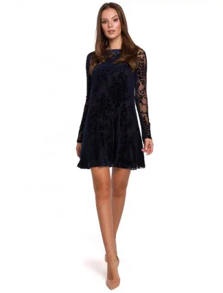 Čipkové šaty K023 tmavo modré - Makover