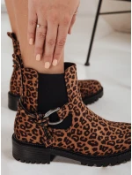 Dámske semišové čižmy s leopardím vzorom FashionStreet ZY1261