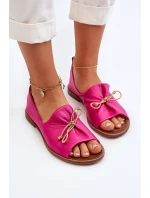 Zazoo 2660 Skórzane Baleriny Damskie Fuksja