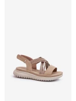 Lekkie Damskie Wygodne Sandały Na Rzep Beżowe Ceclea Lekkie Damskie Wygodne Sandały Na Rzep Beżowe Ceclea