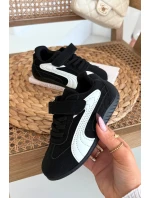 Dětské sportovní boty s přezkou Černo-bílé Perrin