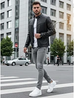 Pánska kožená bunda TX4243 čierna - FashionStreet