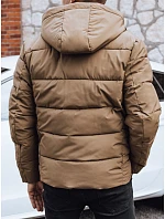 Pánska prešívaná zimná bunda s kapucňou FashionStreet camel TX5067