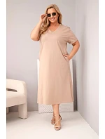 Dámske Plus veľkosť bavlnené V-neck Fango šaty Dámske Plus veľkosť bavlnené V-neck Fango šaty