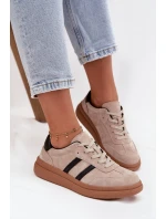 Zamszowe Sneakersy Damskie Na Platformie Beżowe Elivienne